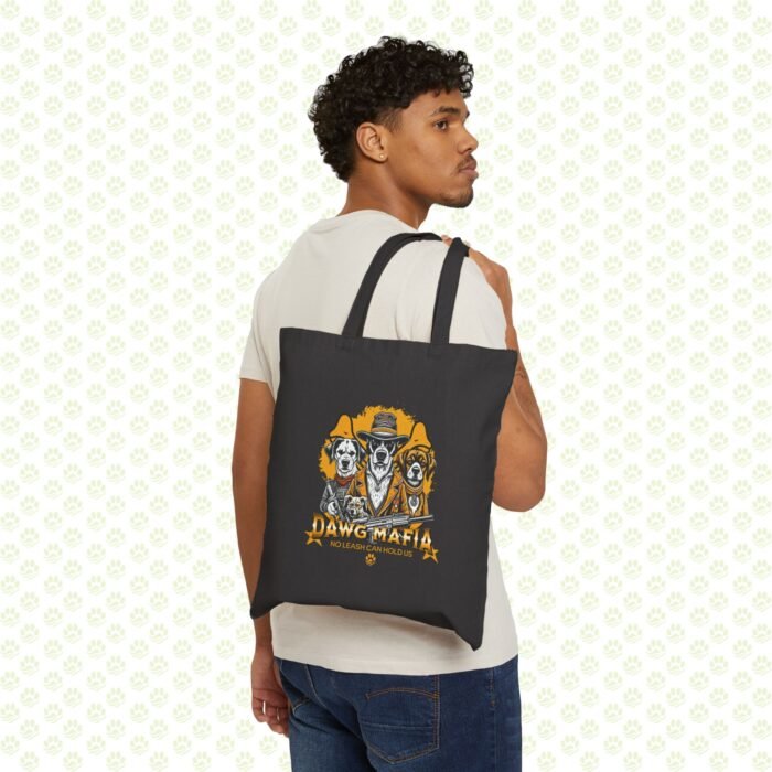 Dawg Mafia Cotton Canvas Tote Bag – Durable Eco-Friendly Dog Lover Shopping Tote, Reusable Heavy Duty Gift for Pet Owners - Image 4