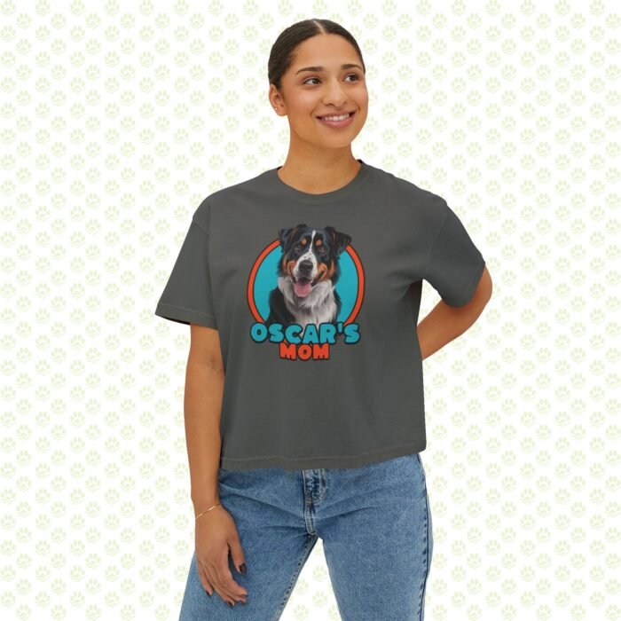Personalized Dog Mom Women’s Boxy Tee – Custom Name, Cute Dog Graphic, Trendy Relaxed Fit Gift for Pet Moms - Image 5