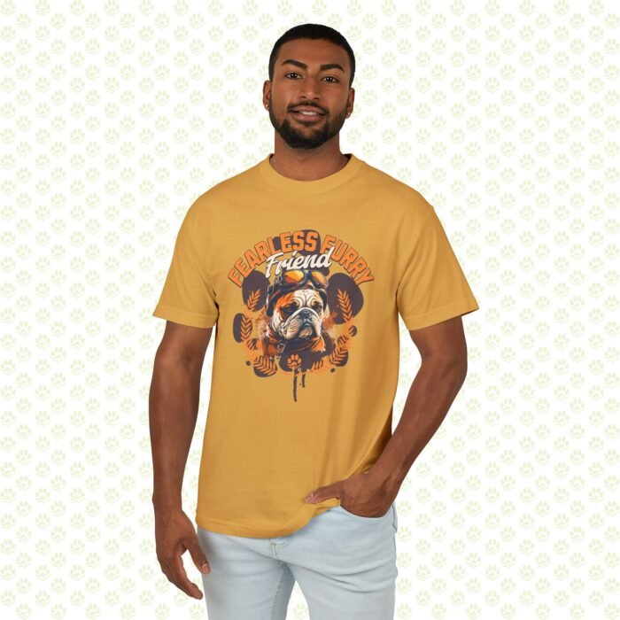 Dog Lover Unisex Garment-Dyed Heavyweight Cotton Tee – Fearless Furry Friend Bold Dog Graphic, Durable Pet Lover Statement Shirt - Image 2