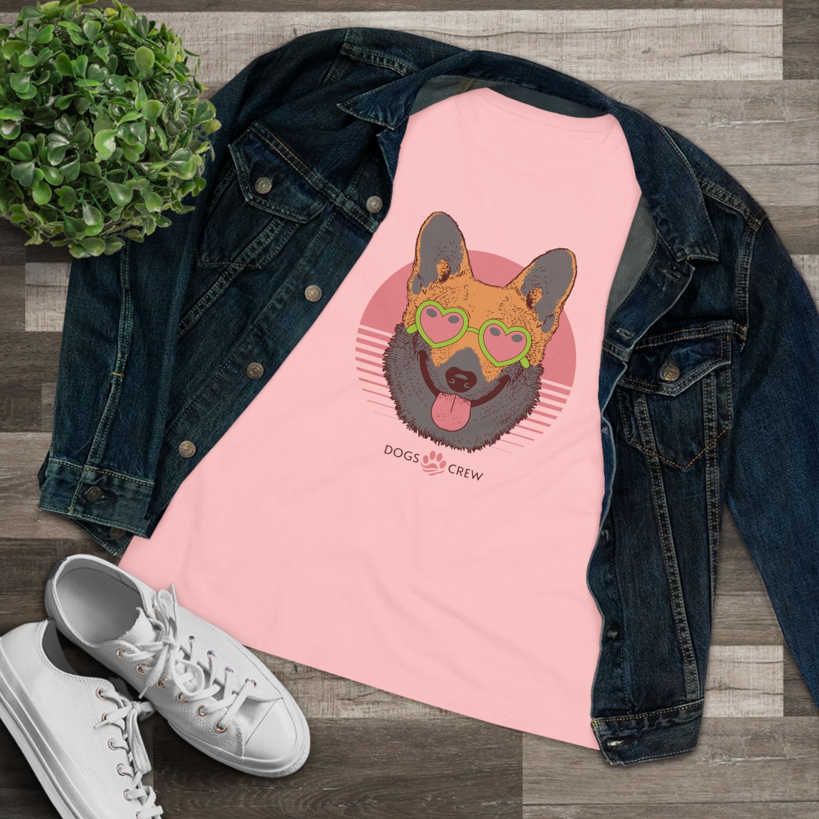 Dogs Crew Cotton Tee – Cute Animal Women’s T-Shirt, Dog Lover Gift, Soft & Comfy Crewneck