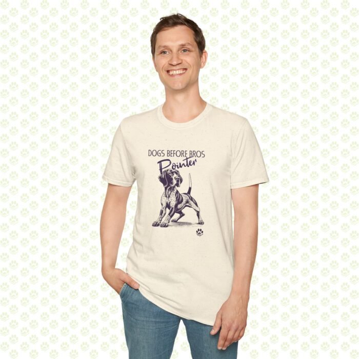 Dogs Before Bros Pointer Unisex Softstyle T-Shirt – Funny Pointer Dog Lover Tee, Cute Casual Pet Graphic Shirt - Image 3