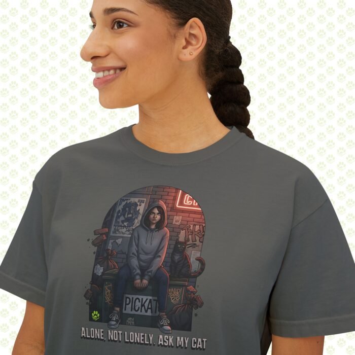 Alone, Not Lonely. Ask My Cat Women’s Boxy Tee – One-of-a-Kind Cat Lover Statement Shirt - Image 9