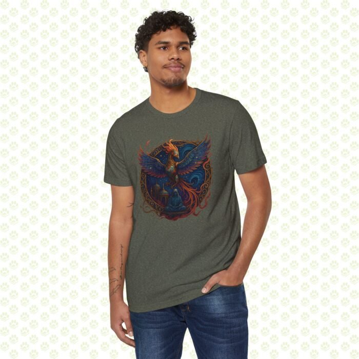 Celestial Temple of the Cyber-Phoenix Unisex Recycled Organic T-Shirt – Exclusively One-of-a-Kind, Sustainable Art Tee - Image 4