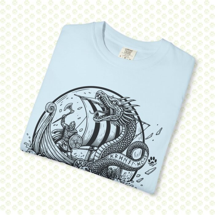 The Midgard Serpent Remembers Unisex Garment-Dyed T-Shirt – Exclusive One-of-a-Kind Viking Warrior Art Design - Image 3