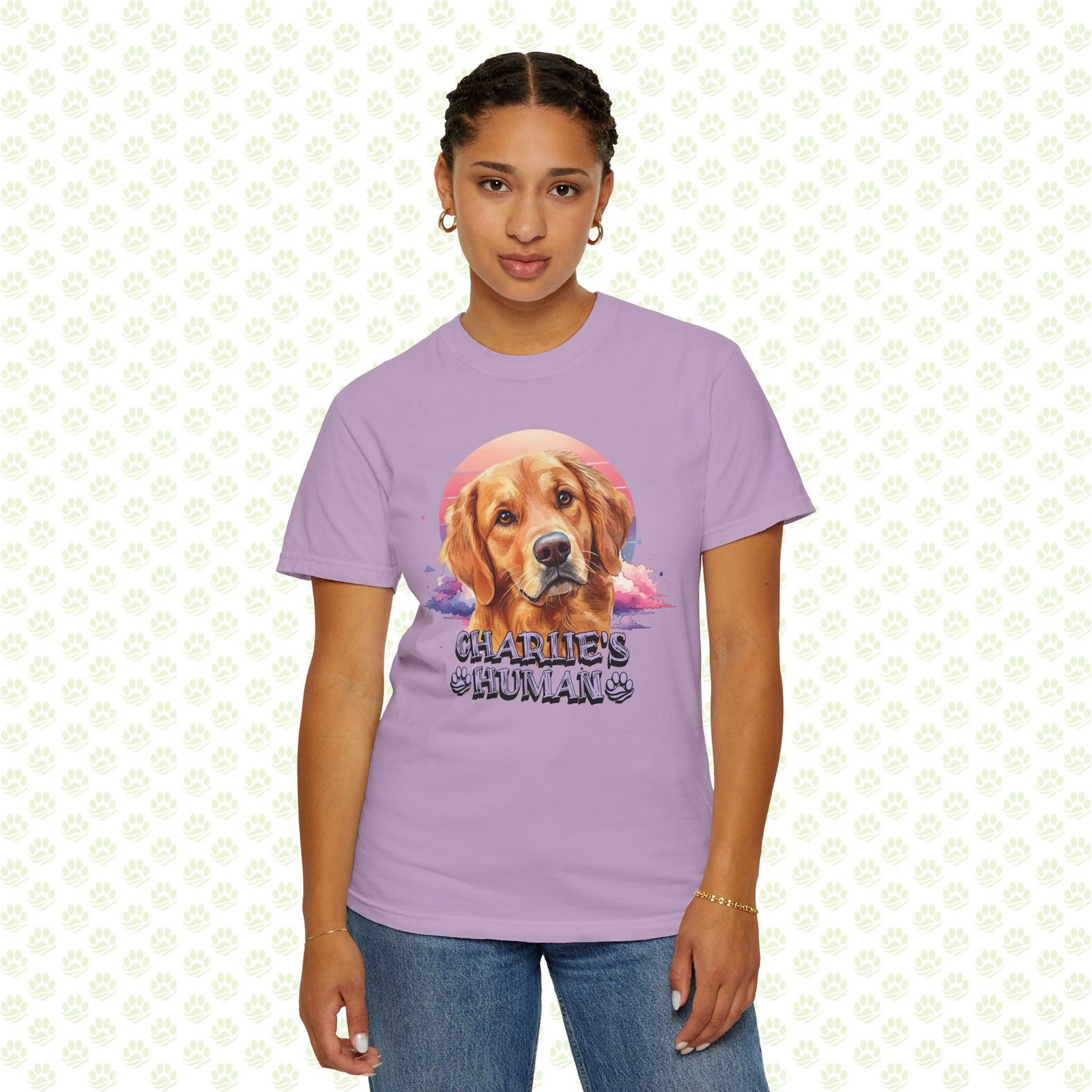 Personalized “Dog’s Human” Unisex Garment-Dyed T-Shirt – Custom Name, Bold Dog Graphic, Premium Pet Lover Gift