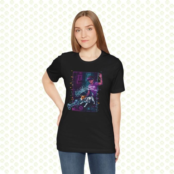 Quantum Fetch in the Data Stream Unisex Jersey Short Sleeve Tee – One-of-a-Kind Aura Farming Audition Sci-Tech Art Shirt - Image 2