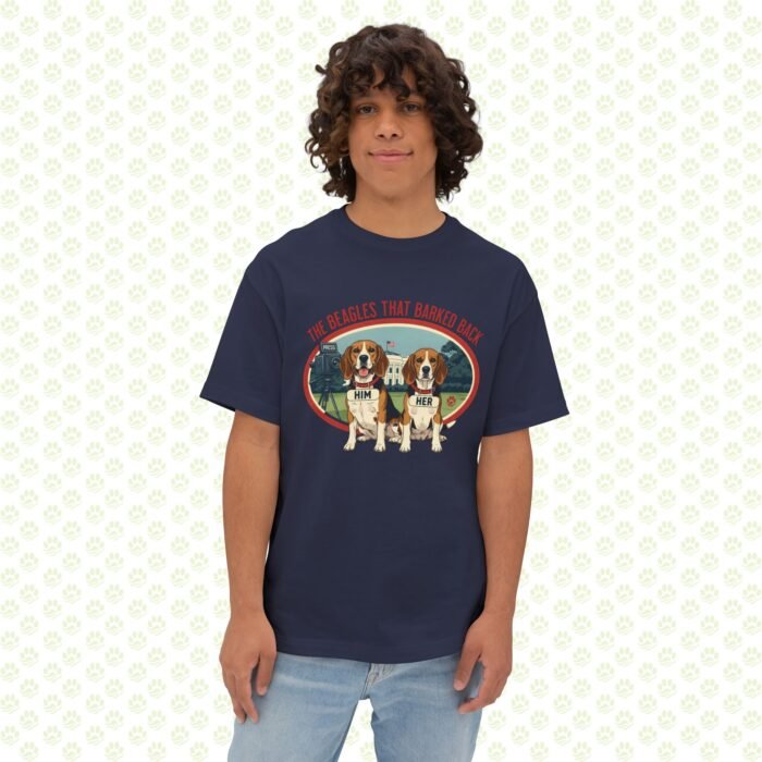Him & Her – LBJ’s Beagles Unisex Oversized Boxy Tee – One-of-a-Kind Exclusive “Pulled by the Ears, Remembered for Years” Design - Image 13