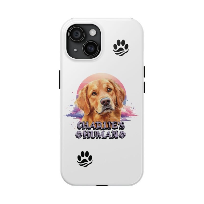 Personalized Dog Charlies Human Tough Phone Case – Custom Name iPhone 15 Series Case, Durable Pet Lover Gift, Protective Cover