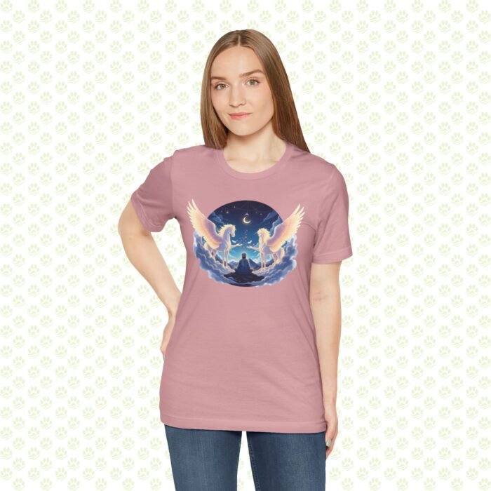 Rumi & The Buraq of Divine Ascent Unisex Jersey Short Sleeve Tee – Mystical pet Art Shirt, Spiritual Gift - Image 2