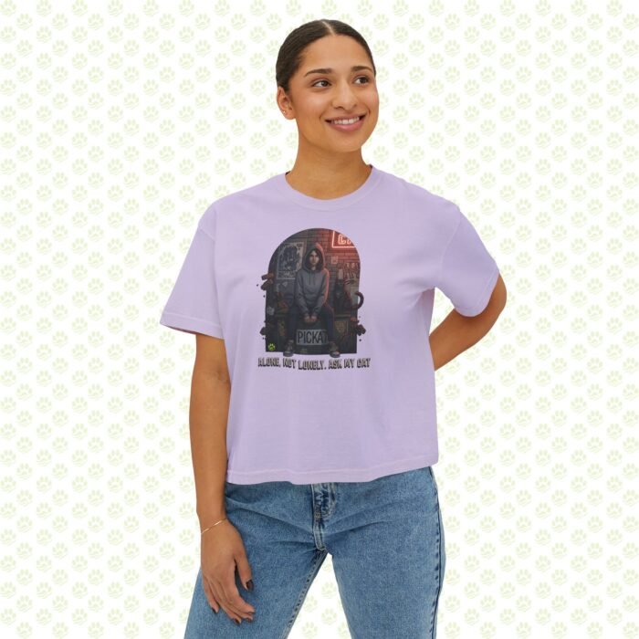 Alone, Not Lonely. Ask My Cat Women’s Boxy Tee – One-of-a-Kind Cat Lover Statement Shirt - Image 10