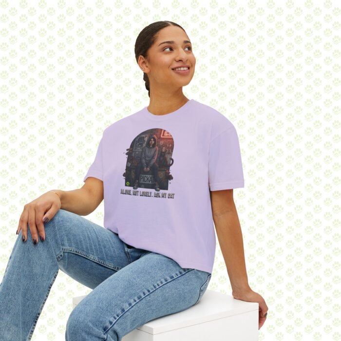 Alone, Not Lonely. Ask My Cat Women’s Boxy Tee – One-of-a-Kind Cat Lover Statement Shirt - Image 11