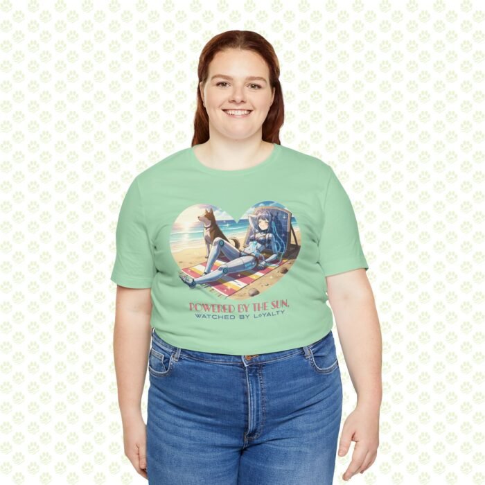Power by Sun, Watched by Loyalty Unisex Jersey Short Sleeve Tee – One-of-a-Kind Exclusive Solar & Canine Art Shirt - Image 13