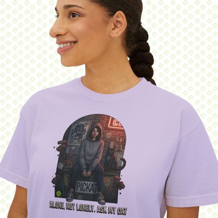 Alone, Not Lonely. Ask My Cat Women’s Boxy Tee – One-of-a-Kind Cat Lover Statement Shirt - Image 12