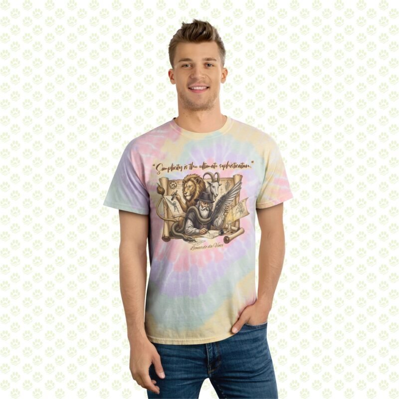 Simplicity Is the Ultimate Sophistication Tie-Dye Tee – Leonardo da Vinci & The Chimera of Infinite Forms, One-of-a-Kind Spiral Art Shirt