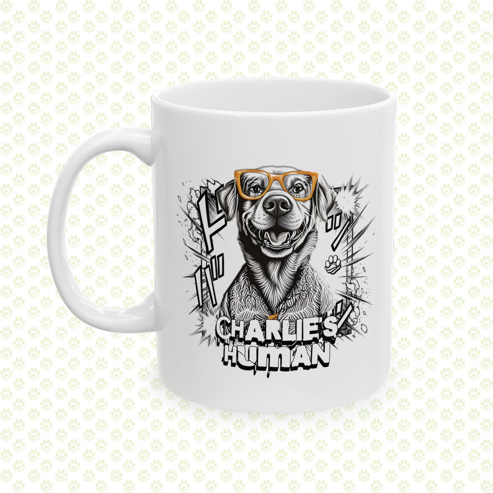 Personalized “Dog’s Human” Ceramic Mug (11oz, 15oz) – Custom Name Coffee Cup, Cute Pet Lover Gift, Dishwasher Safe