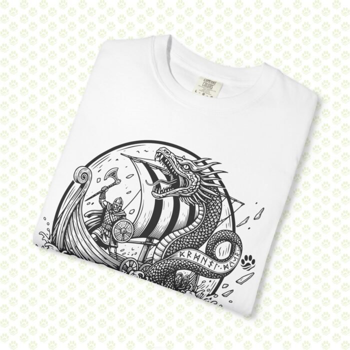 The Midgard Serpent Remembers Unisex Garment-Dyed T-Shirt – Exclusive One-of-a-Kind Viking Warrior Art Design - Image 6