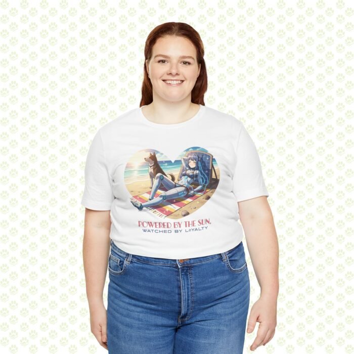 Power by Sun, Watched by Loyalty Unisex Jersey Short Sleeve Tee – One-of-a-Kind Exclusive Solar & Canine Art Shirt - Image 4