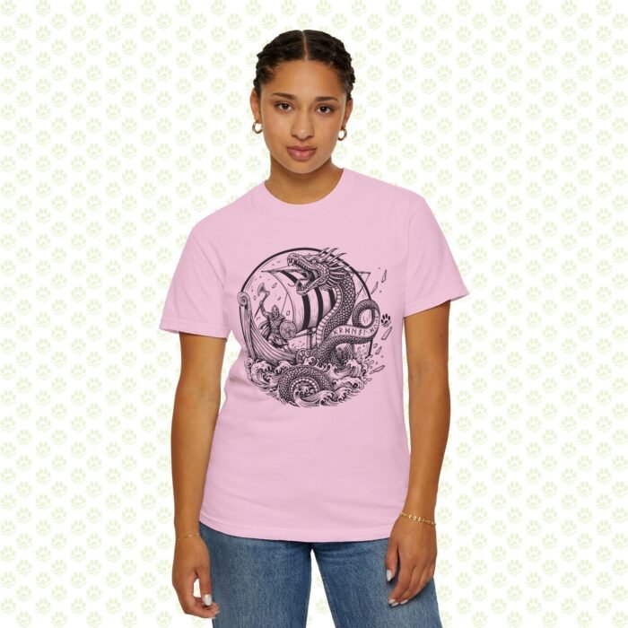 The Midgard Serpent Remembers Unisex Garment-Dyed T-Shirt – Exclusive One-of-a-Kind Viking Warrior Art Design - Image 23