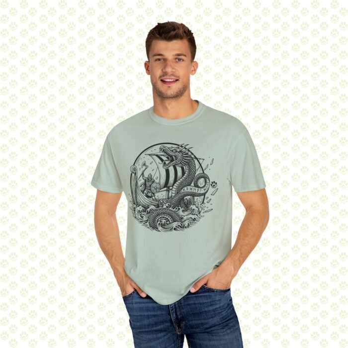 The Midgard Serpent Remembers Unisex Garment-Dyed T-Shirt – Exclusive One-of-a-Kind Viking Warrior Art Design - Image 13
