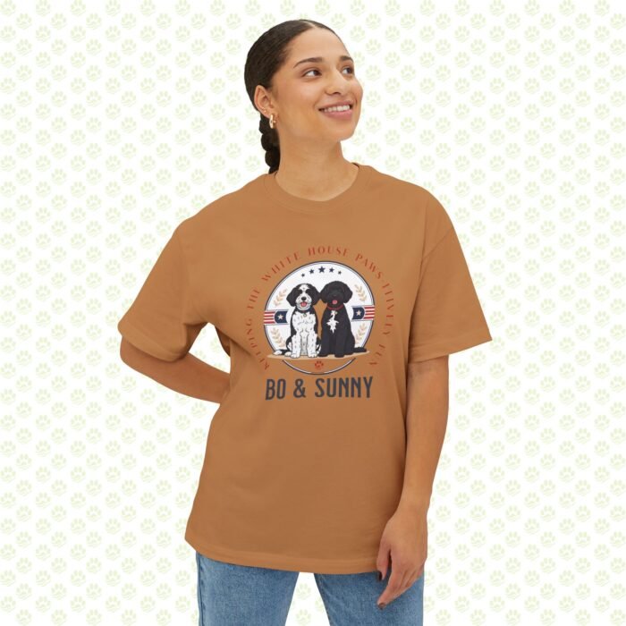Bo & Sunny – The Obamas Unisex Oversized Boxy Tee – One-of-a-Kind Exclusive White House Paws-itively Fun Design - Image 5
