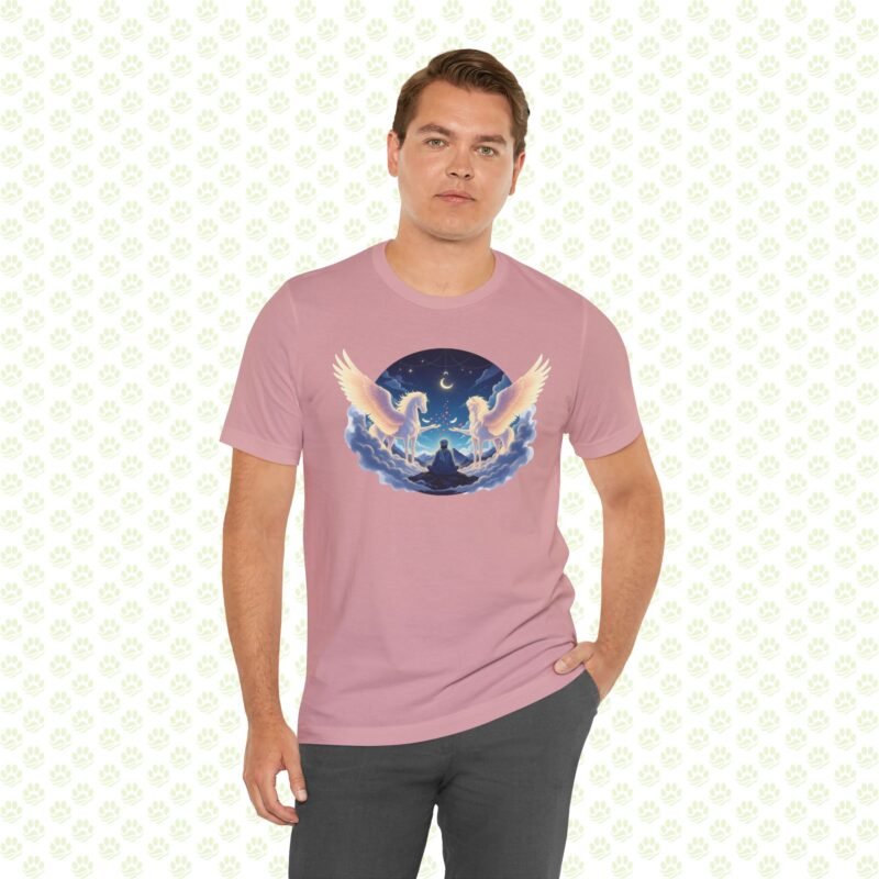 Rumi & The Buraq of Divine Ascent Unisex Jersey Short Sleeve Tee – Mystical pet Art Shirt, Spiritual Gift
