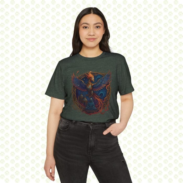 Celestial Temple of the Cyber-Phoenix Unisex Recycled Organic T-Shirt – Exclusively One-of-a-Kind, Sustainable Art Tee - Image 8