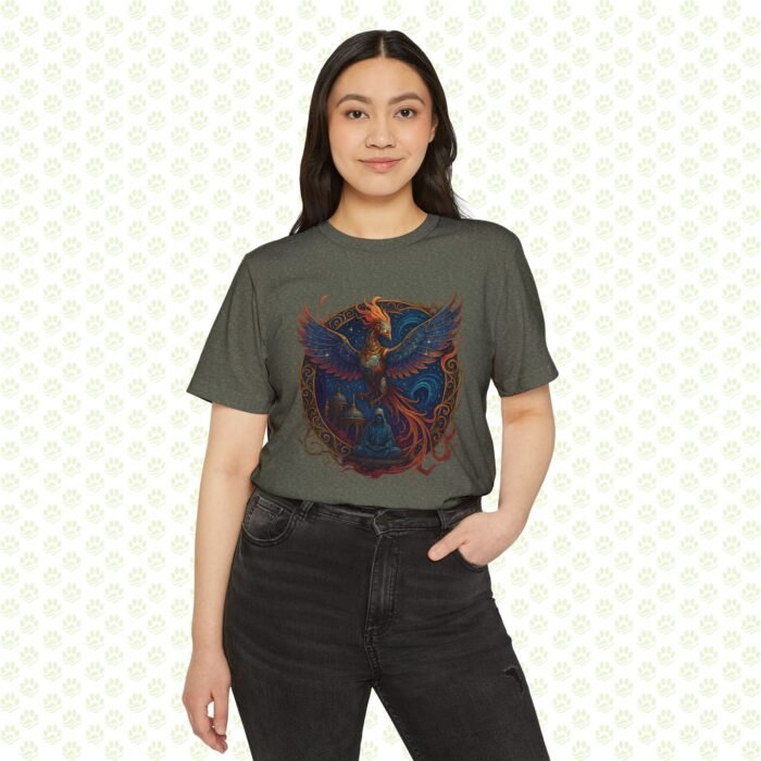 Celestial Temple of the Cyber-Phoenix Unisex Recycled Organic T-Shirt – Exclusively One-of-a-Kind, Sustainable Art Tee - Image 5