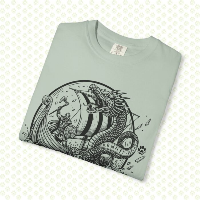 The Midgard Serpent Remembers Unisex Garment-Dyed T-Shirt – Exclusive One-of-a-Kind Viking Warrior Art Design - Image 15