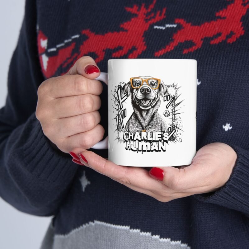 Personalized “Dog’s Human” Ceramic Mug (11oz, 15oz) – Custom Name Coffee Cup, Cute Pet Lover Gift, Dishwasher Safe