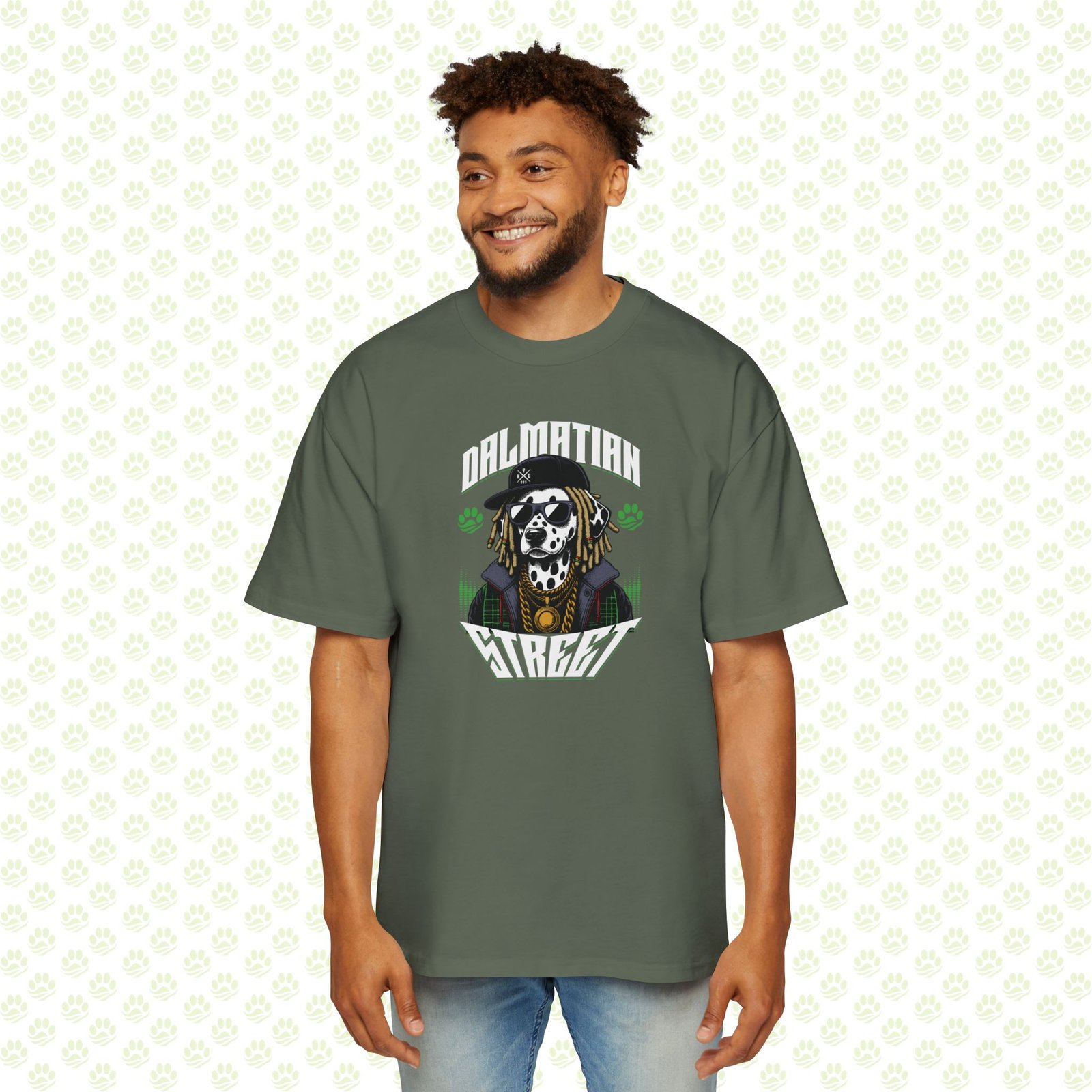 Men’s Heavy Oversized Dog Lover T-Shirt – Comfortable Casual Big Fit Tee with Dog Graphic, Perfect for Pet Enthusiasts