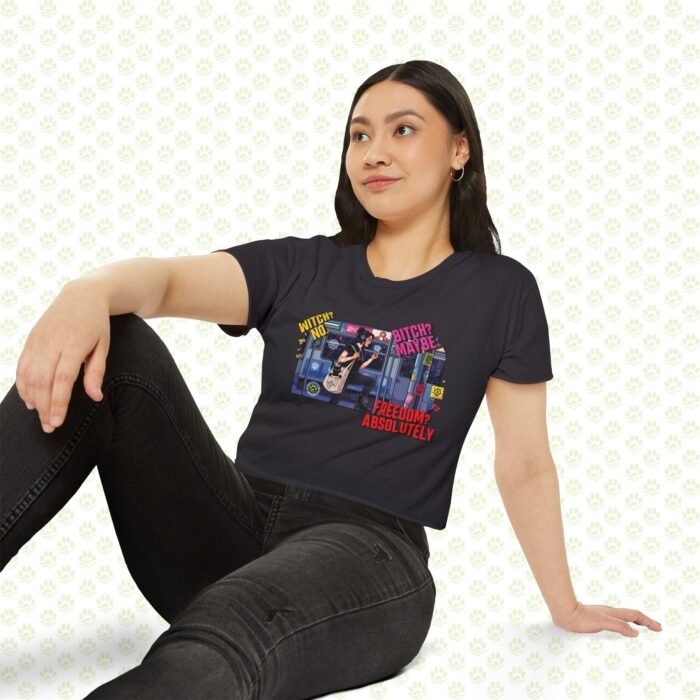 Witch? No. Bitch? Maybe. Freedom? Absolutely. Women’s Festival Crop Top – One-of-a-Kind Empowerment Statement Shirt - Image 2