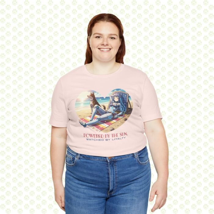 Power by Sun, Watched by Loyalty Unisex Jersey Short Sleeve Tee – One-of-a-Kind Exclusive Solar & Canine Art Shirt