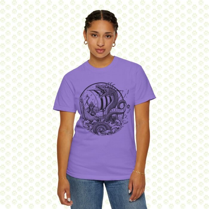 The Midgard Serpent Remembers Unisex Garment-Dyed T-Shirt – Exclusive One-of-a-Kind Viking Warrior Art Design - Image 20