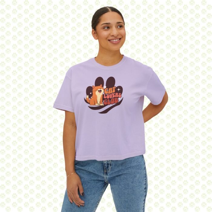 Women’s Boxy Tee – Cat Lovers Club Minimalist Graphic Tee, Casual Cute Gift for Cat Moms - Image 7