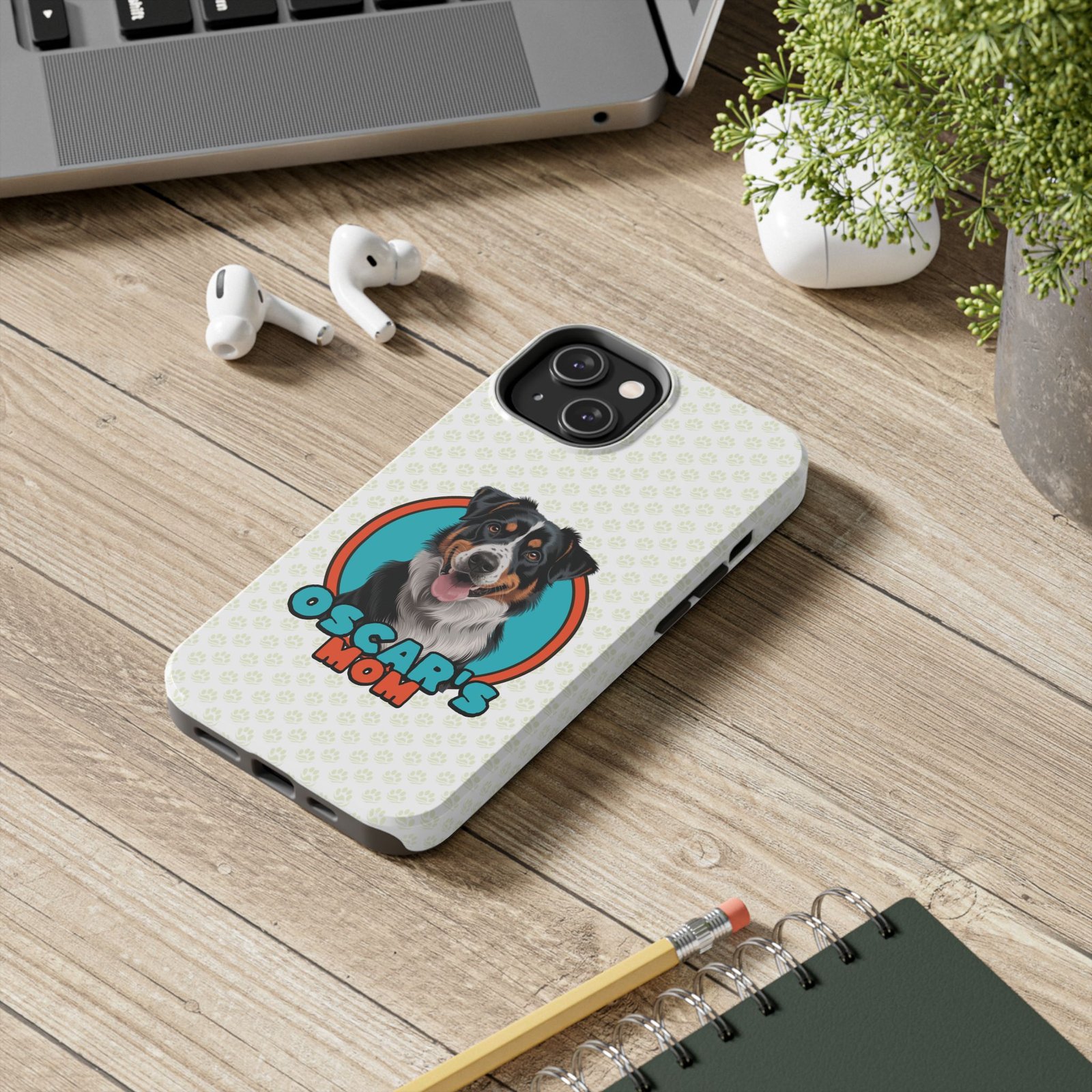 Personalized Dog Mom Tough Phone Case – iPhone 14, 15 & 16 Series, Custom Pet Lover Protection