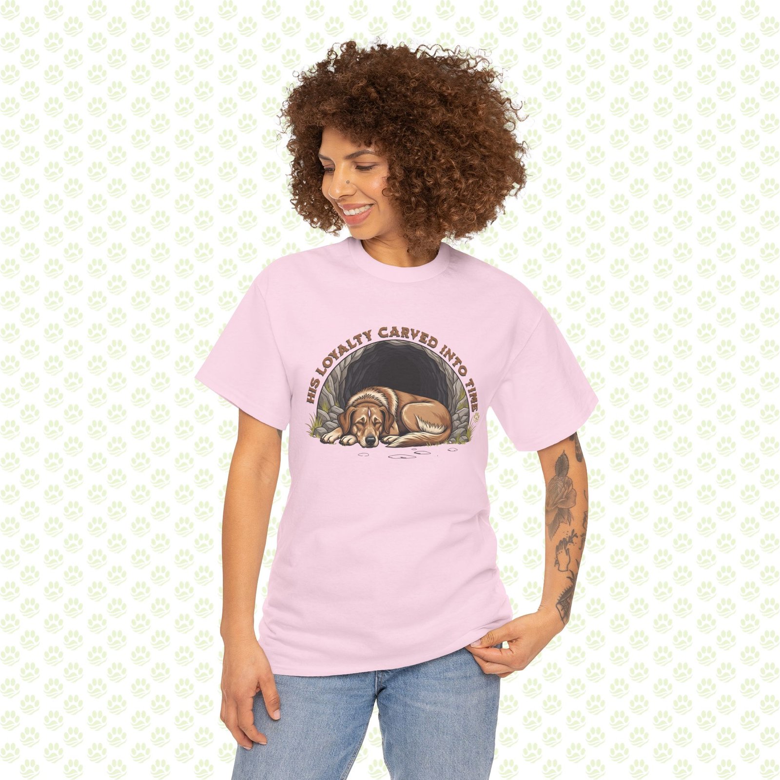 His Loyalty Carved Into Time Unisex Heavy Cotton Tee – Seven Sleepers Dog, Legendary Loyalty, Historical Dog Lovers Shirt