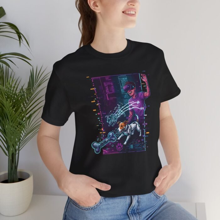Quantum Fetch in the Data Stream Unisex Jersey Short Sleeve Tee – One-of-a-Kind Aura Farming Audition Sci-Tech Art Shirt - Image 3