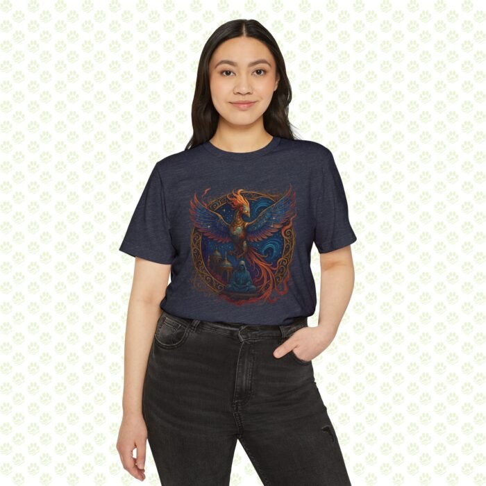 Celestial Temple of the Cyber-Phoenix Unisex Recycled Organic T-Shirt – Exclusively One-of-a-Kind, Sustainable Art Tee - Image 11