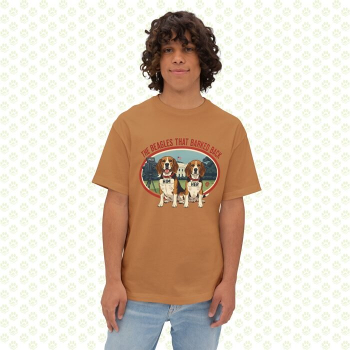 Him & Her – LBJ’s Beagles Unisex Oversized Boxy Tee – One-of-a-Kind Exclusive “Pulled by the Ears, Remembered for Years” Design - Image 7