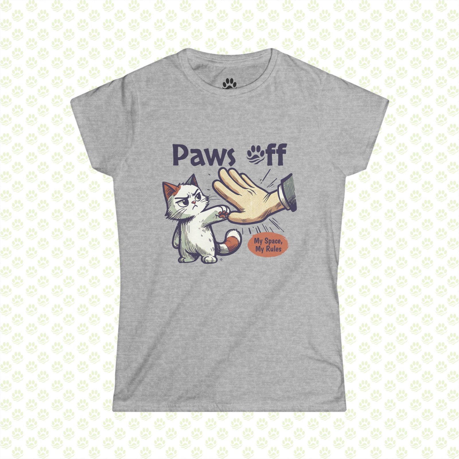 Women's Tee – Paws Off Cute Cat Design, Funny Cat Lover Graphic Shirt, Perfect Gift for Cat Moms