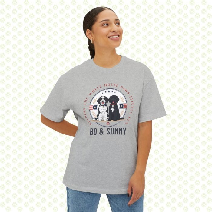 Bo & Sunny – The Obamas Unisex Oversized Boxy Tee – One-of-a-Kind Exclusive White House Paws-itively Fun Design - Image 7
