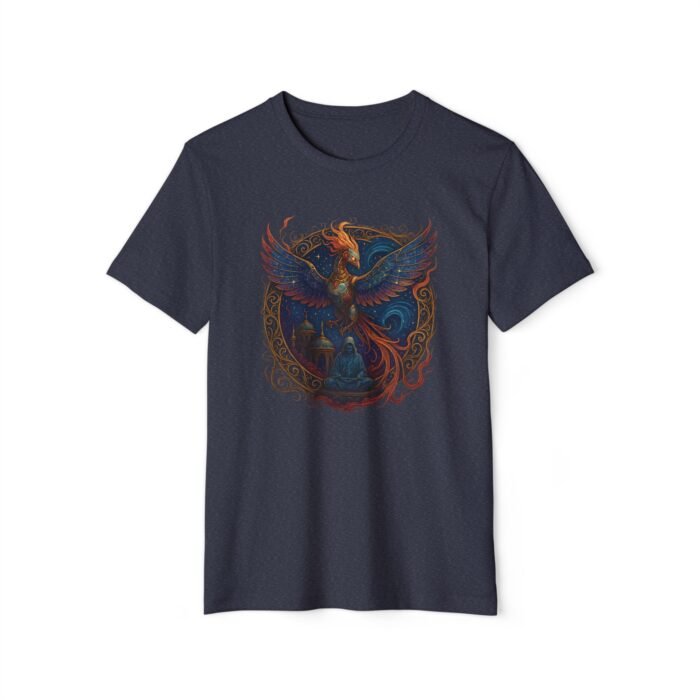 Celestial Temple of the Cyber-Phoenix Unisex Recycled Organic T-Shirt – Exclusively One-of-a-Kind, Sustainable Art Tee - Image 12