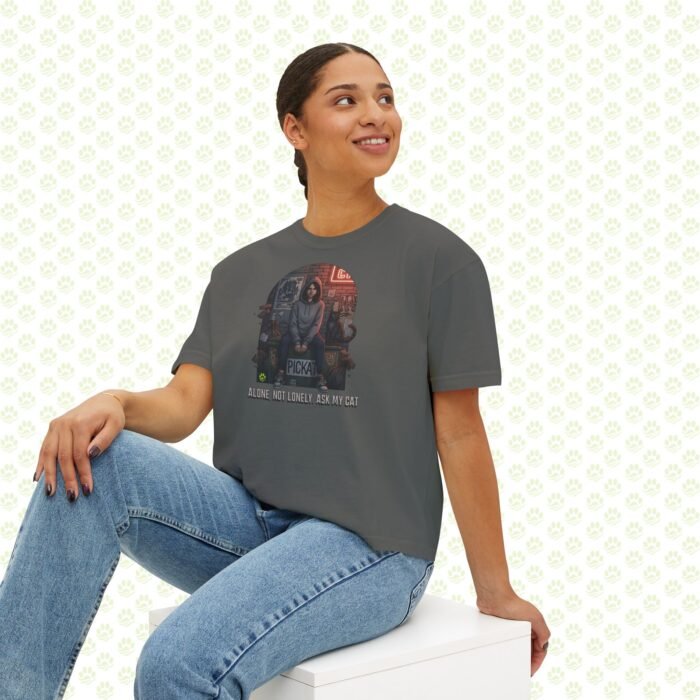Alone, Not Lonely. Ask My Cat Women’s Boxy Tee – One-of-a-Kind Cat Lover Statement Shirt - Image 8