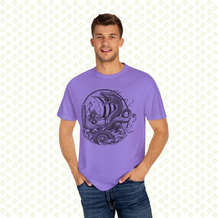 The Midgard Serpent Remembers Unisex Garment-Dyed T-Shirt – Exclusive One-of-a-Kind Viking Warrior Art Design - Image 19