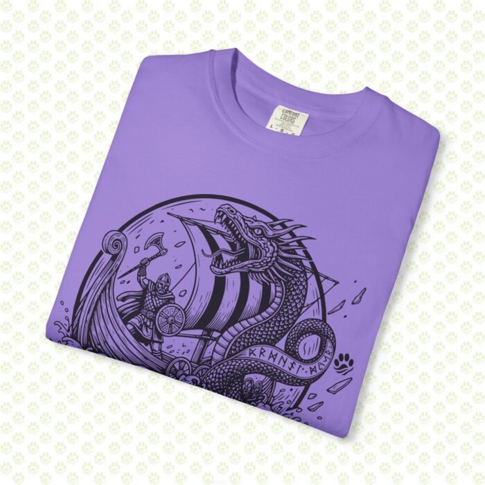The Midgard Serpent Remembers Unisex Garment-Dyed T-Shirt – Exclusive One-of-a-Kind Viking Warrior Art Design - Image 21