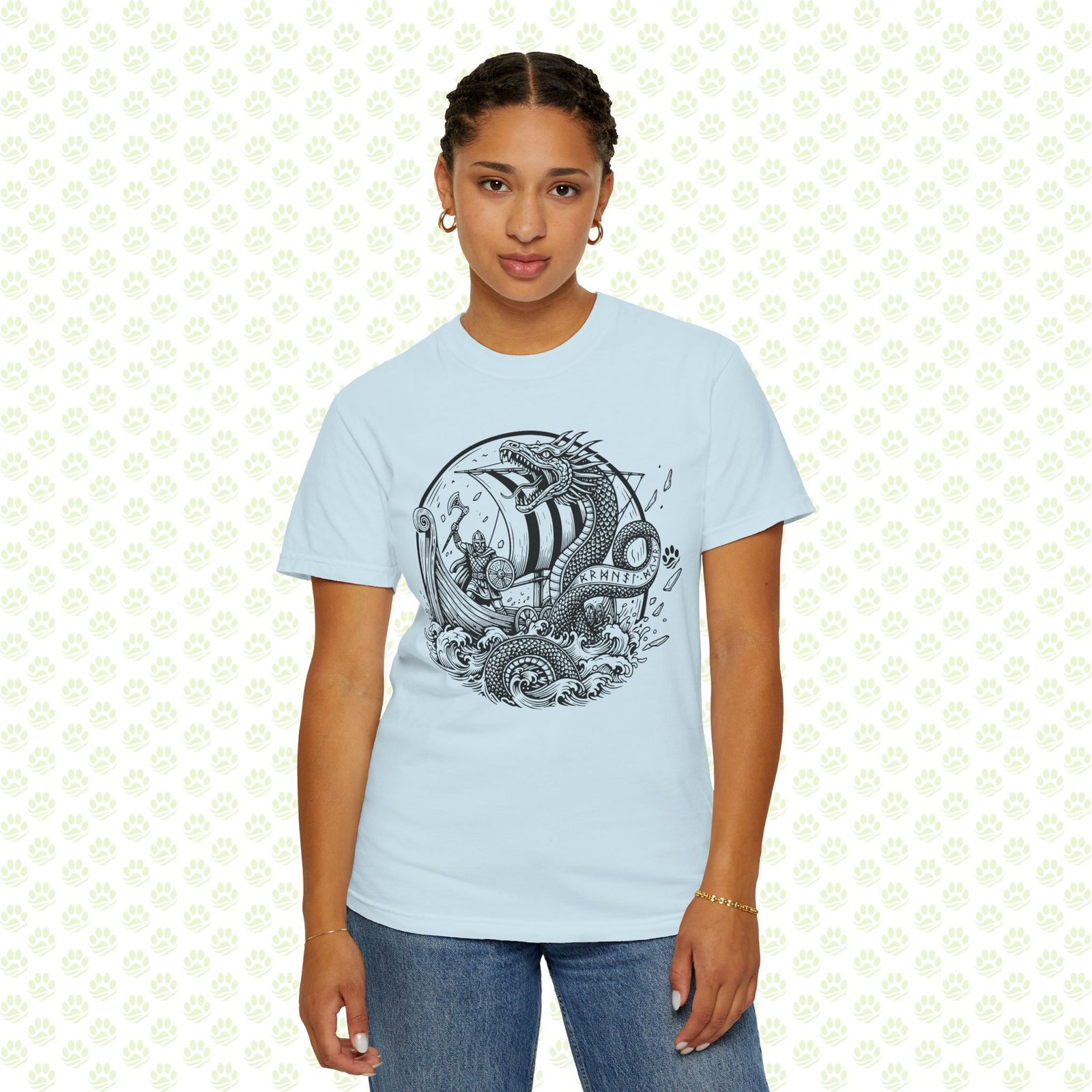 The Midgard Serpent Remembers Unisex Garment-Dyed T-Shirt – Exclusive One-of-a-Kind Viking Warrior Art Design