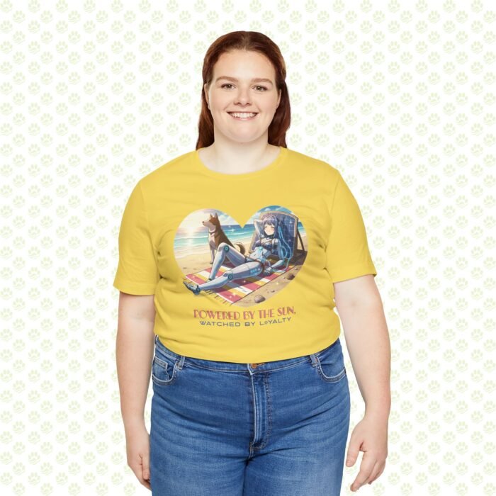 Power by Sun, Watched by Loyalty Unisex Jersey Short Sleeve Tee – One-of-a-Kind Exclusive Solar & Canine Art Shirt - Image 10