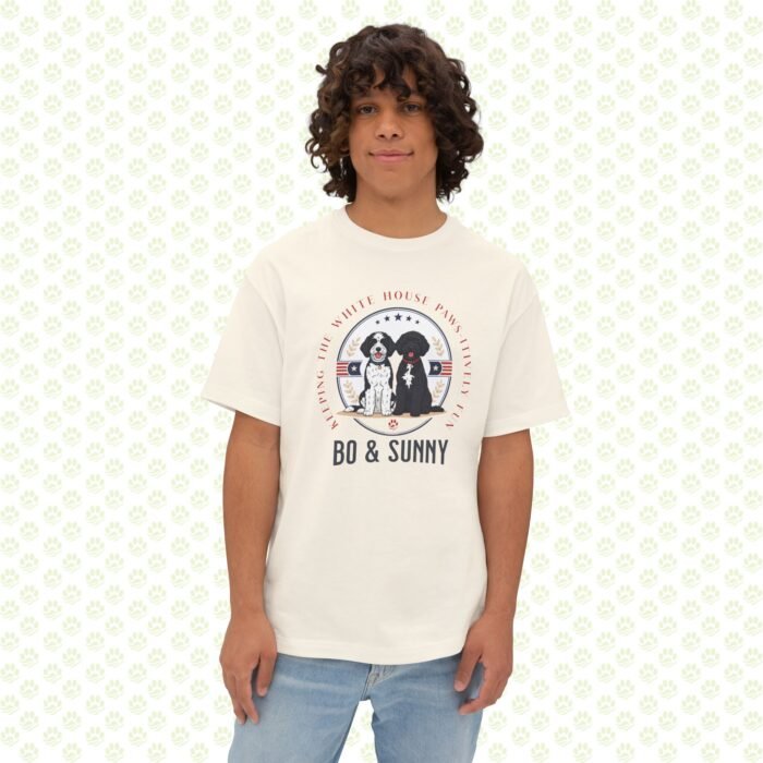 Bo & Sunny – The Obamas Unisex Oversized Boxy Tee – One-of-a-Kind Exclusive White House Paws-itively Fun Design - Image 4