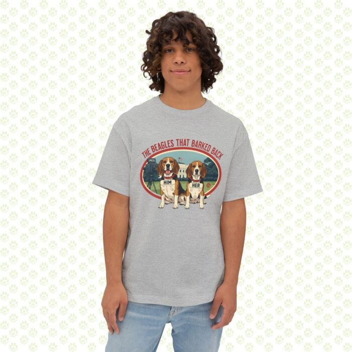 Him & Her – LBJ’s Beagles Unisex Oversized Boxy Tee – One-of-a-Kind Exclusive “Pulled by the Ears, Remembered for Years” Design - Image 11